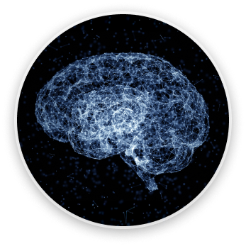 Ilustrácia mozgu na tmavom pozadí.