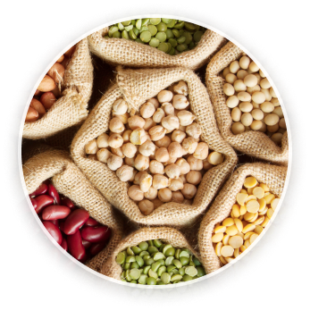 Rôzne druhy potravín bohatých na vlákninu.